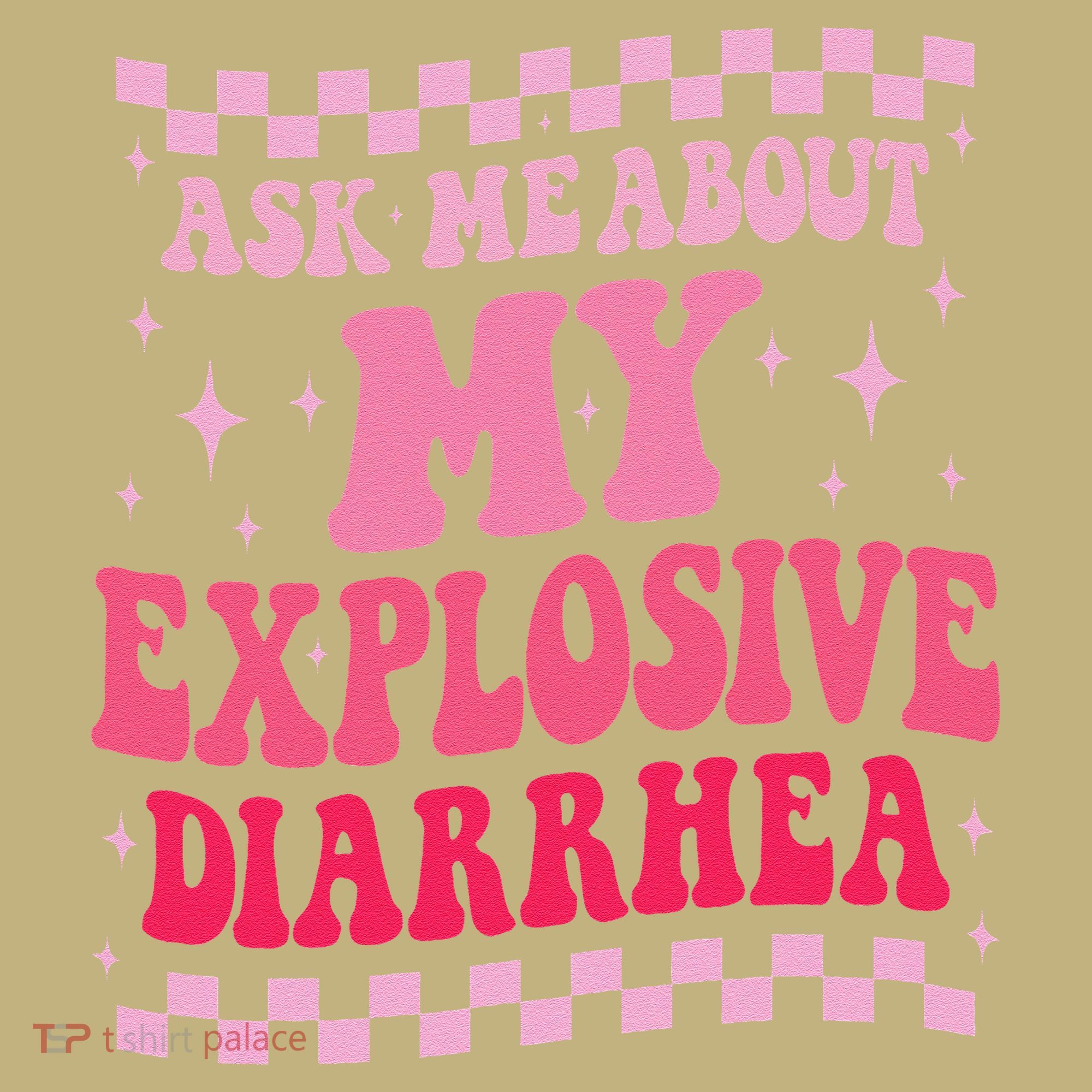 Ask Me About My Explosive Diarrhea Funny Poop Meme Groovy Kids T-Shirt