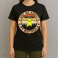 Ask Me About My Butthole Funny Ufo Alien Abduction Vintage T-Shirt thumb 4