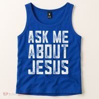 Ask Me About Jesus  Christian Faith  Bible Verse Tank Top thumb 2