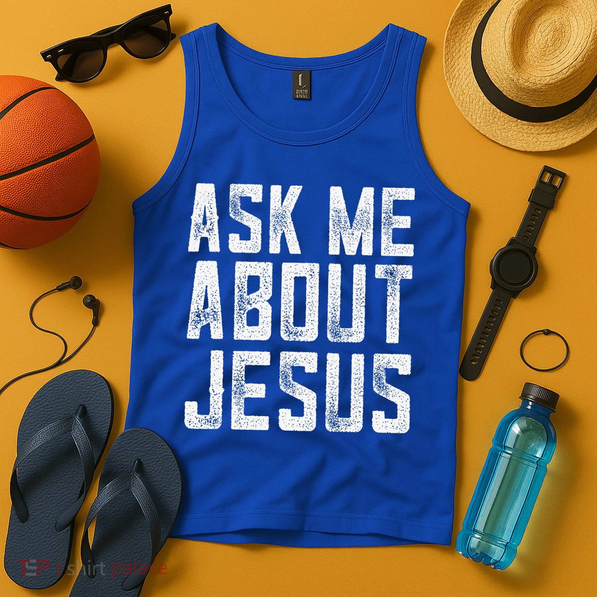 Ask Me About Jesus  Christian Faith  Bible Verse Tank Top