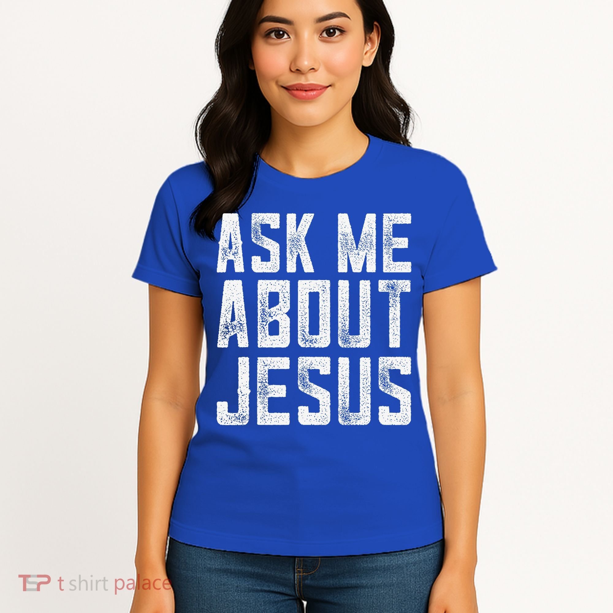 Ask Me About Jesus  Christian Faith  Bible Verse Women's T-Shirt