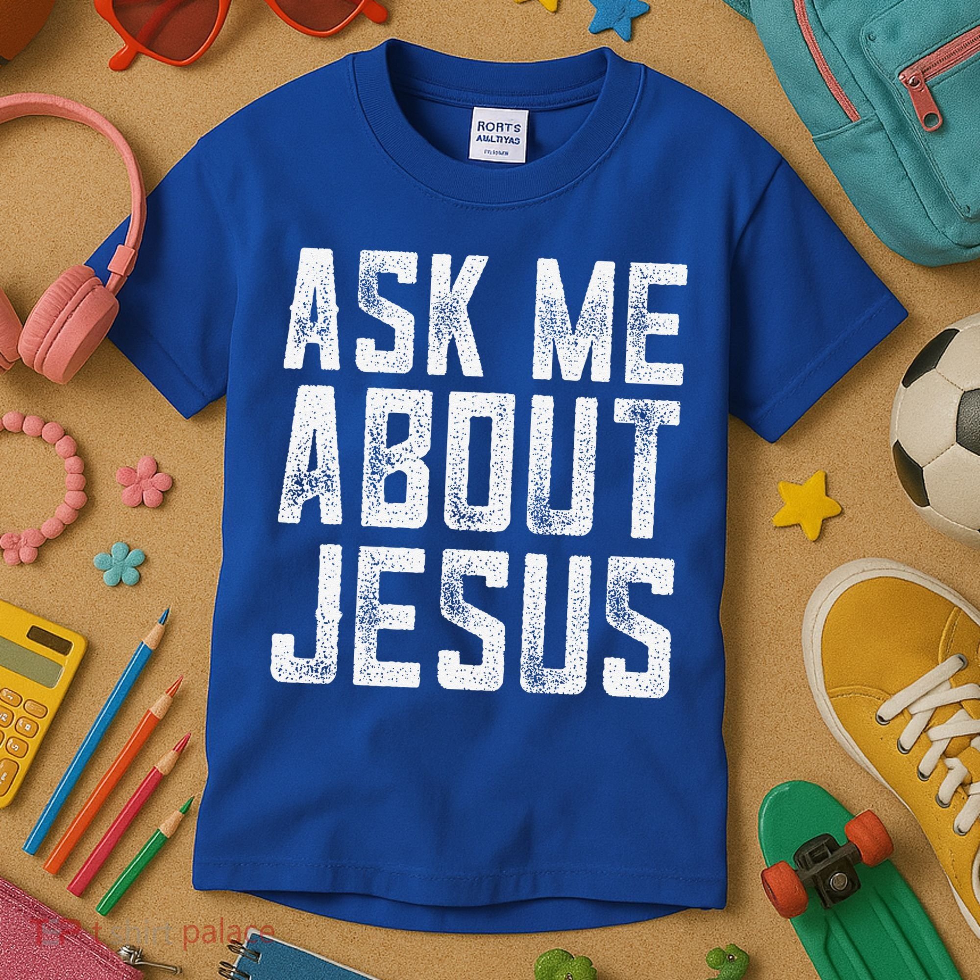 Ask Me About Jesus  Christian Faith  Bible Verse Kids T-Shirt
