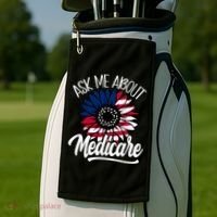 Ask Me About Medicare Health Insurance Consultant Gift Golf Towel thumb 2