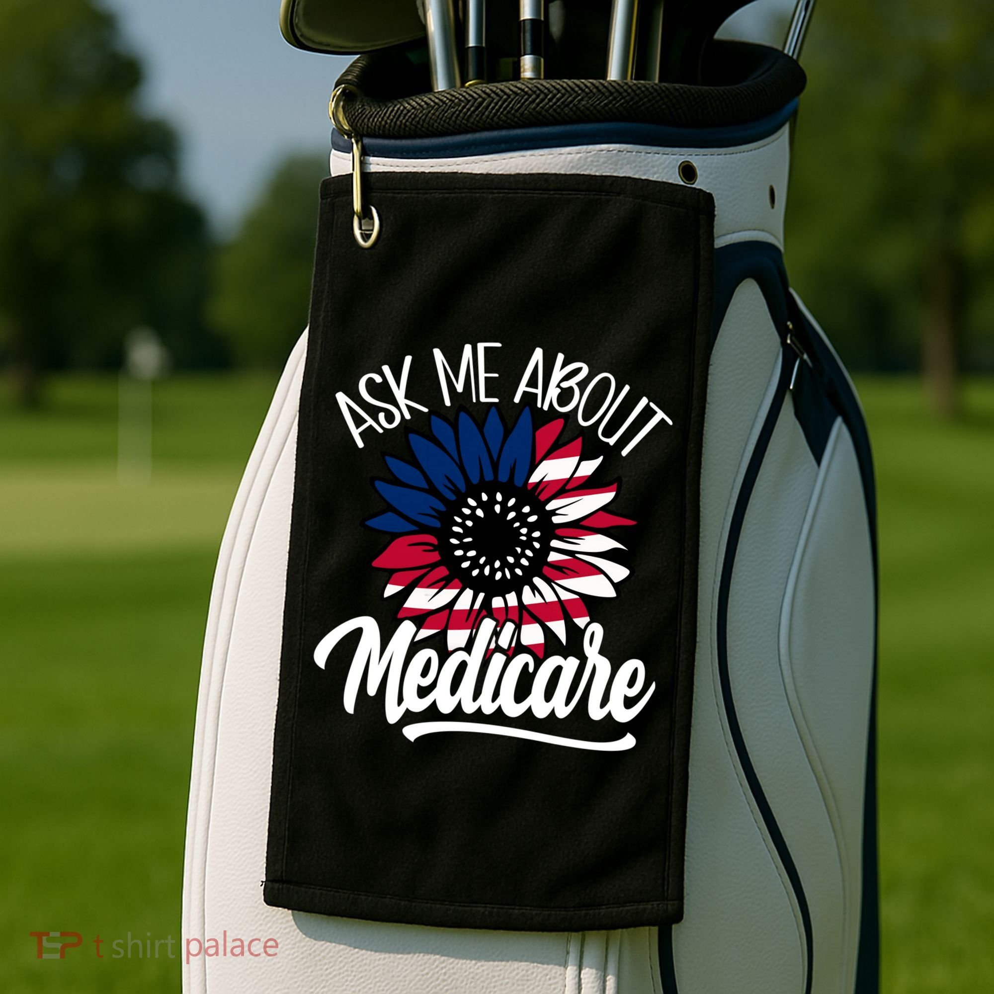 Ask Me About Medicare Health Insurance Consultant Gift Golf Towel