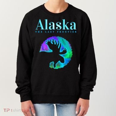 Alaska Moose Aurora Borealis The Last Frontier Funny Gift Women's Sweatshirt