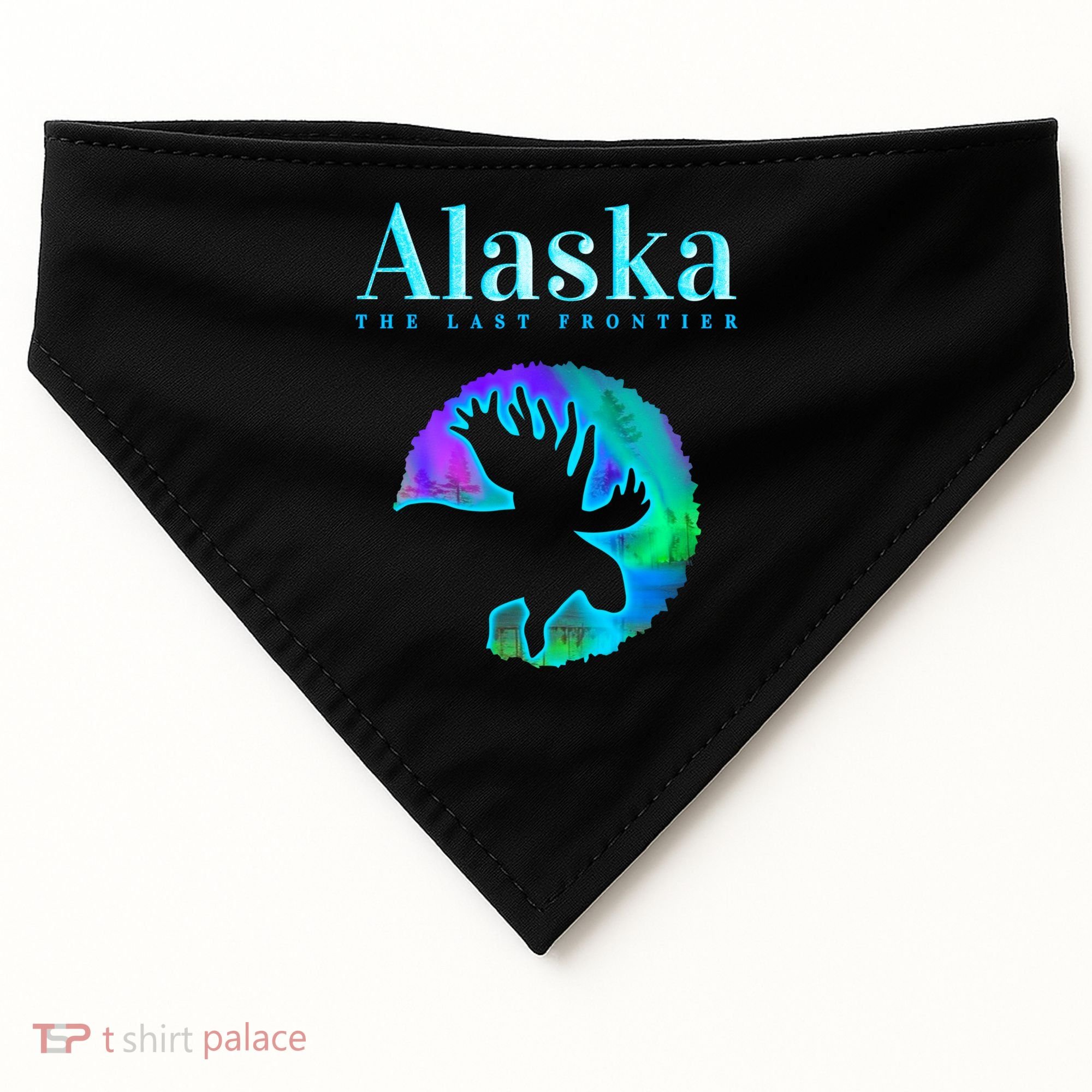 Alaska Moose Aurora Borealis The Last Frontier Funny Gift USA-Made Doggie Bandana