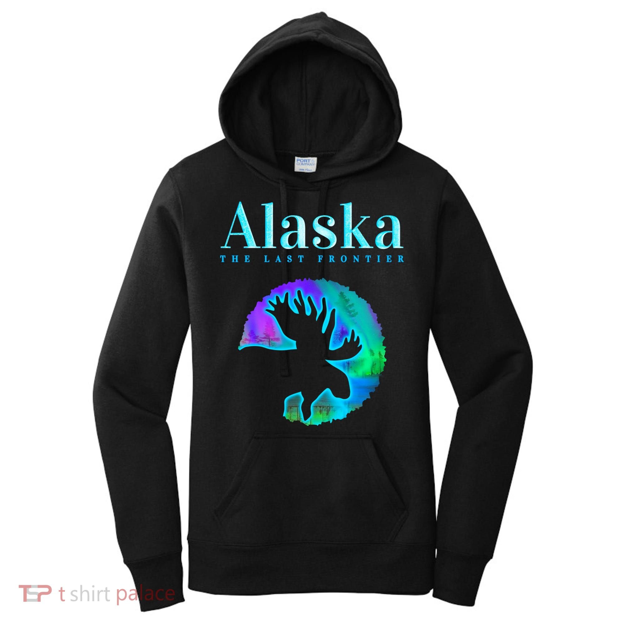 Alaska Moose Aurora Borealis The Last Frontier Funny Gift Women's Hoodie
