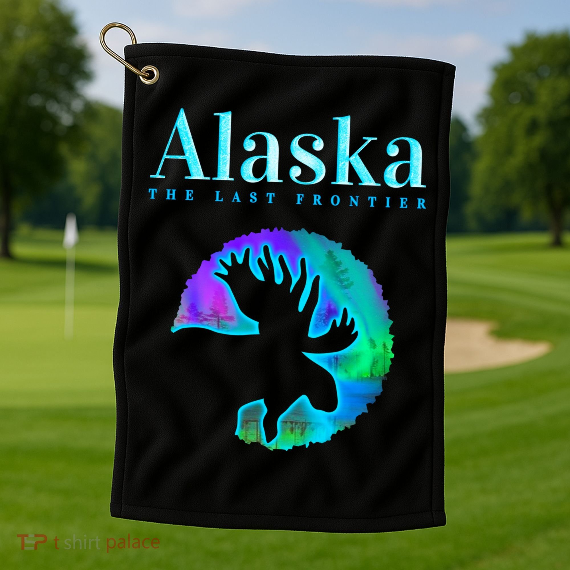 Alaska Moose Aurora Borealis The Last Frontier Funny Gift Golf Towel