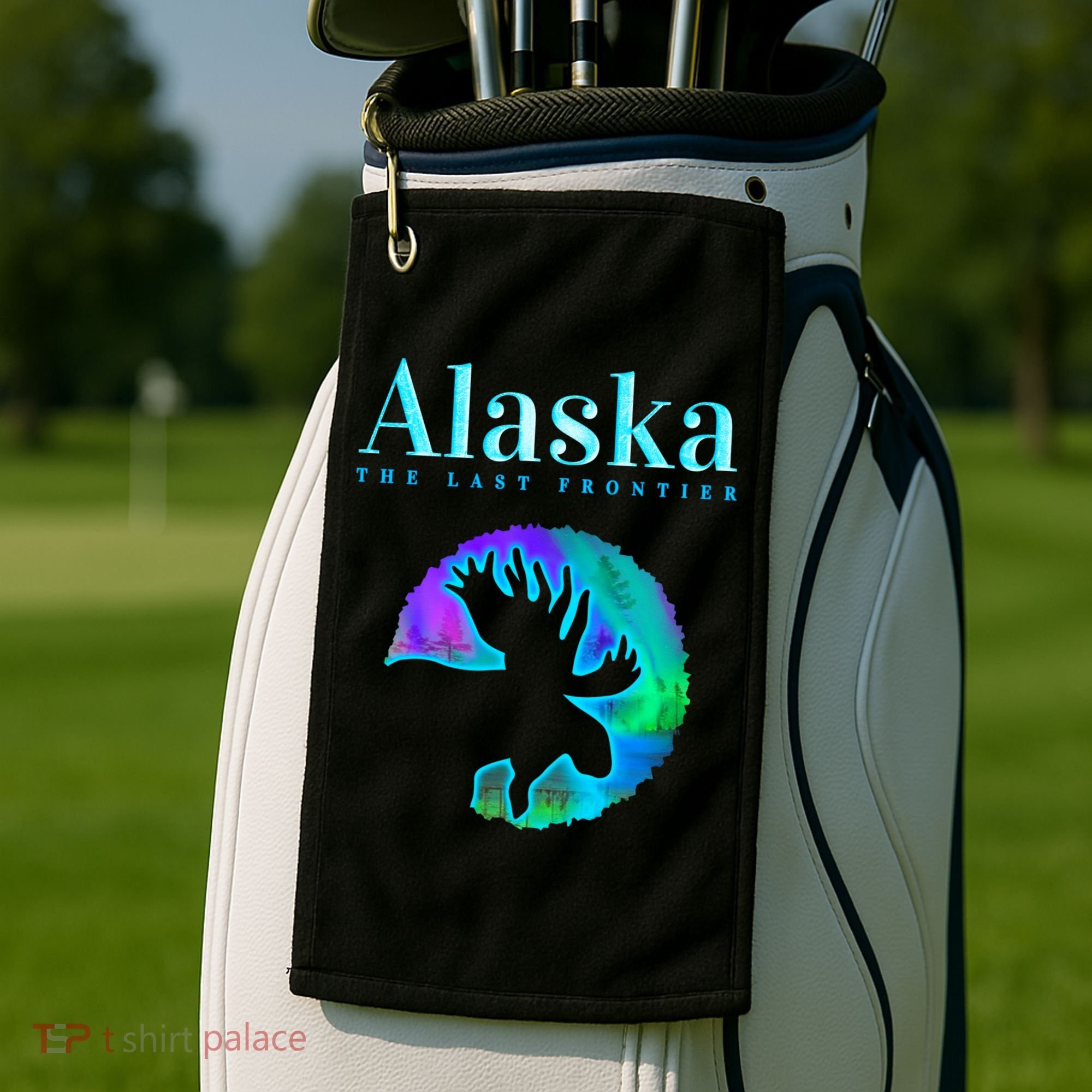 Alaska Moose Aurora Borealis The Last Frontier Funny Gift Golf Towel