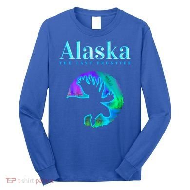 Alaska Moose Aurora Borealis The Last Frontier Funny Gift Long Sleeve Shirt