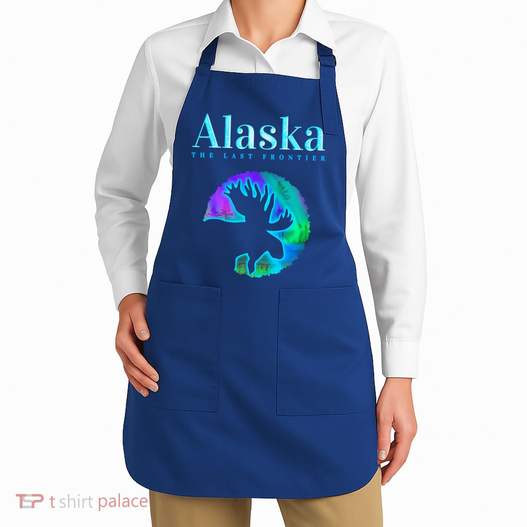 Alaska Moose Aurora Borealis The Last Frontier Funny Gift Apron