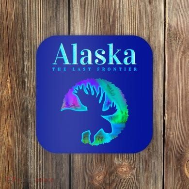 Alaska Moose Aurora Borealis The Last Frontier Funny Gift Coaster