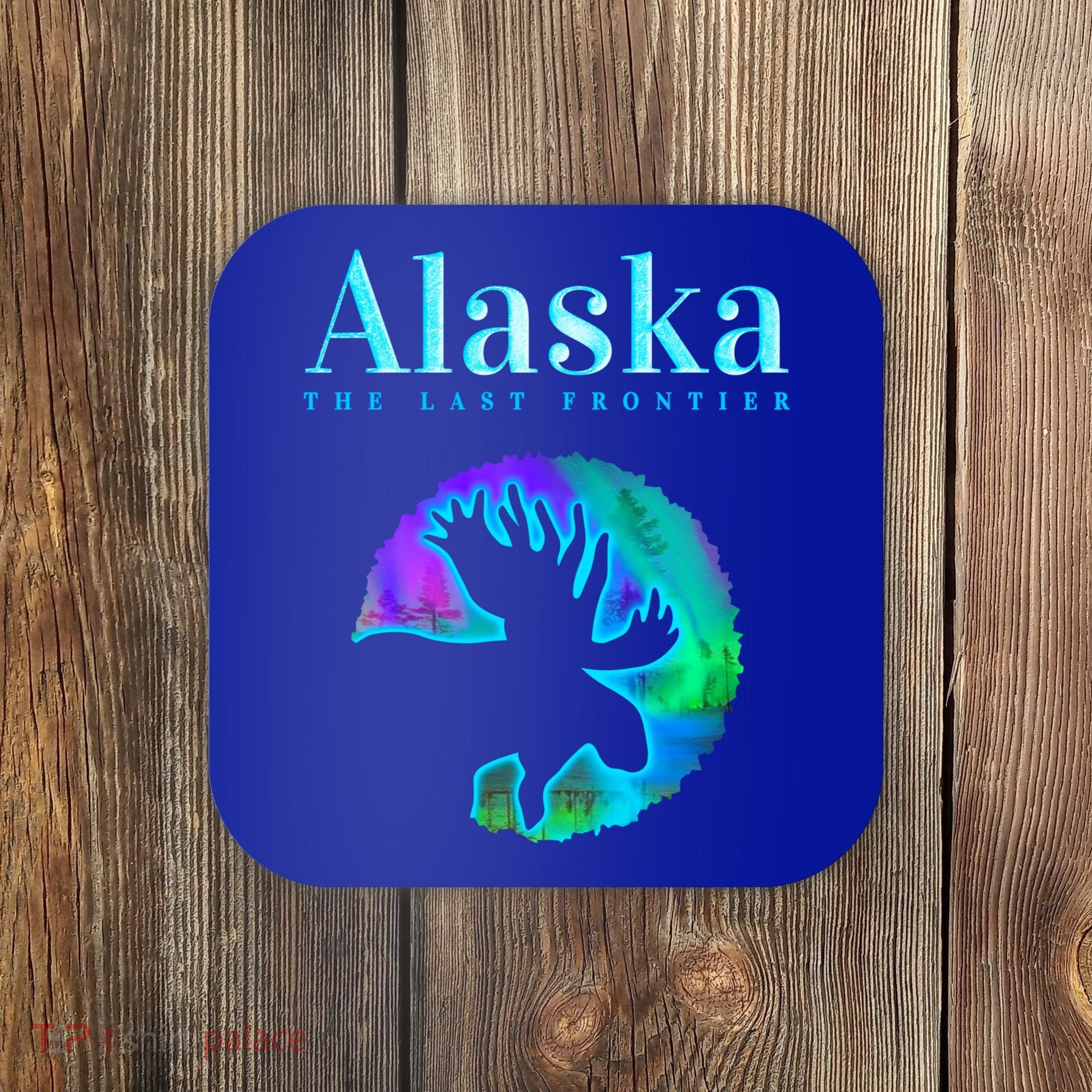 Alaska Moose Aurora Borealis The Last Frontier Funny Gift Coaster