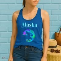 Alaska Moose Aurora Borealis The Last Frontier Funny Gift Women's Tank Top thumb 2