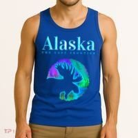 Alaska Moose Aurora Borealis The Last Frontier Funny Gift Tank Top thumb 3