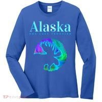 Alaska Moose Aurora Borealis The Last Frontier Funny Gift Women's Long Sleeve Shirt thumb 0