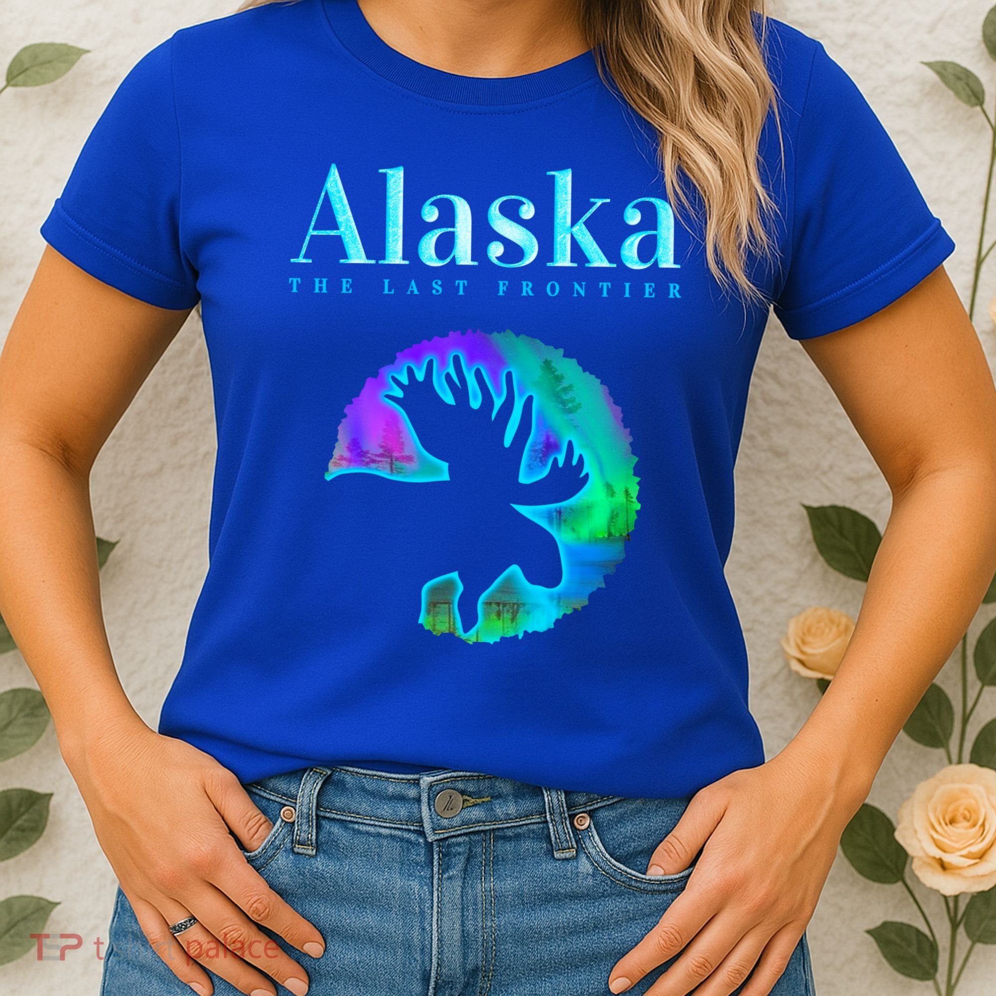 Alaska Moose Aurora Borealis The Last Frontier Funny Gift Women's T-Shirt