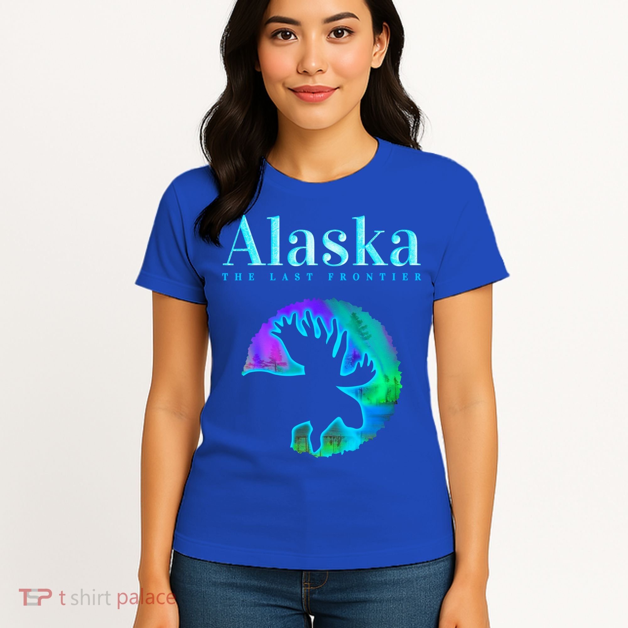 Alaska Moose Aurora Borealis The Last Frontier Funny Gift Women's T-Shirt