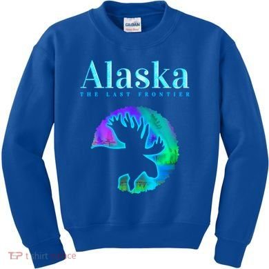 Alaska Moose Aurora Borealis The Last Frontier Funny Gift Kids Sweatshirt