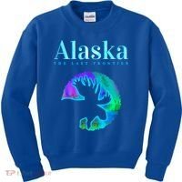 Alaska Moose Aurora Borealis The Last Frontier Funny Gift Kids Sweatshirt thumb 0