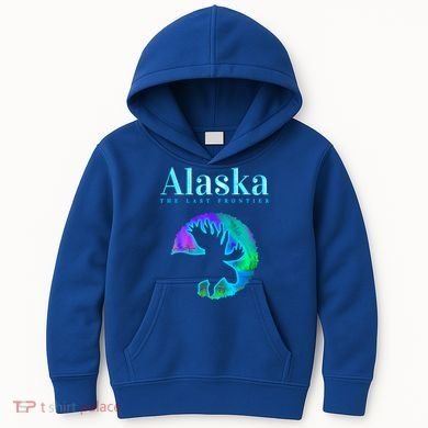 Alaska Moose Aurora Borealis The Last Frontier Funny Gift Kids Hoodie