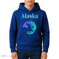 Alaska Moose Aurora Borealis The Last Frontier Funny Gift Kids Hoodie thumb 4