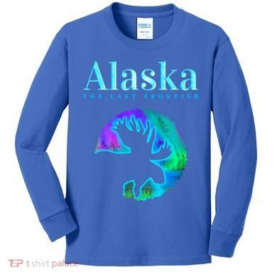 Alaska Moose Aurora Borealis The Last Frontier Funny Gift Kids Long Sleeve Shirt