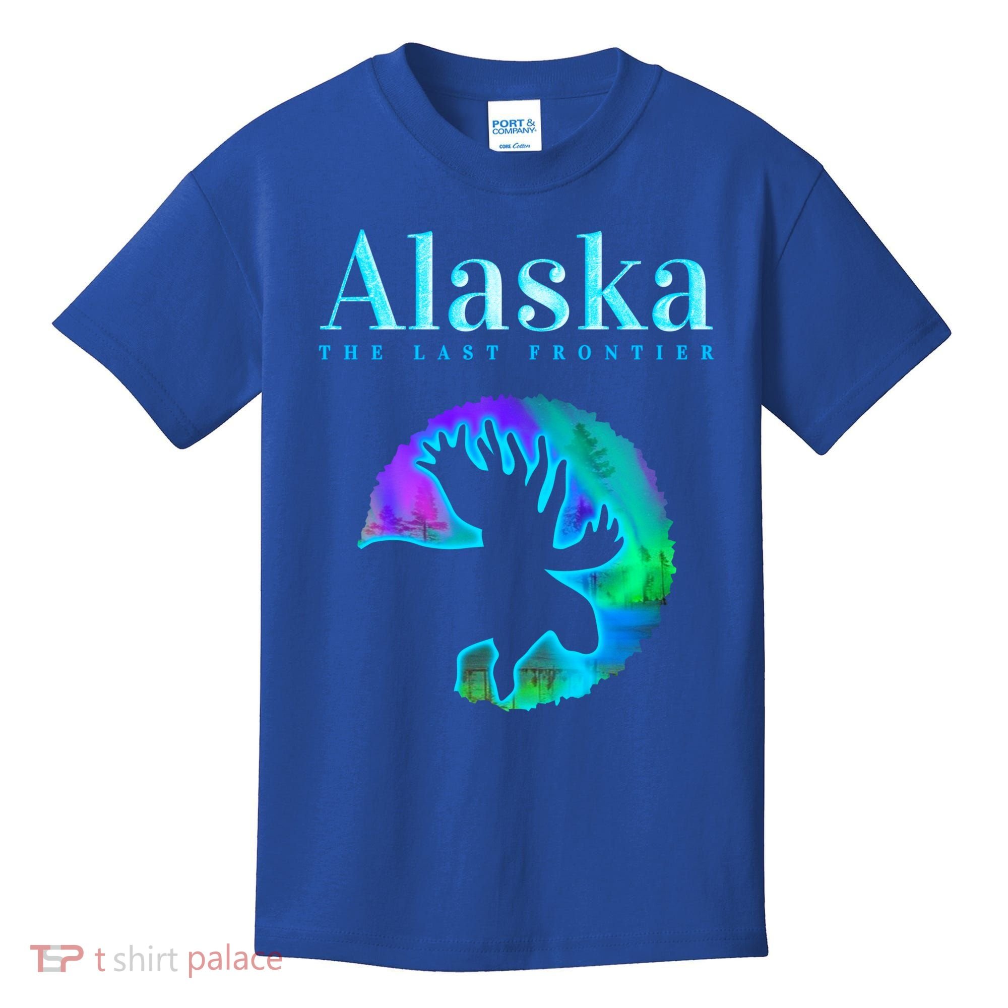 Alaska Moose Aurora Borealis The Last Frontier Funny Gift Kids T-Shirt