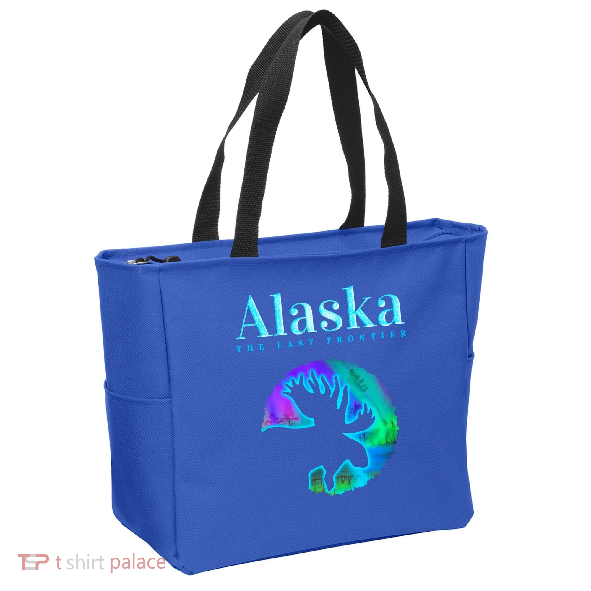 Alaska Moose Aurora Borealis The Last Frontier Funny Gift Tote Bag