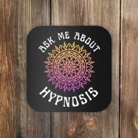 Ask Me About Hypnosis Pink Orange New Age Hypnotist Coaster thumb 0