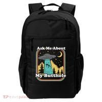 Ask Me About My Butthole Funny Alien Believer Retro 80s Gift Backpack thumb 0