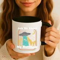 Ask Me About My Butthole Funny Alien Believer Retro 80s Gift Coffee Mug thumb 3