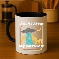 Ask Me About My Butthole Funny Alien Believer Retro 80s Gift Coffee Mug thumb 4