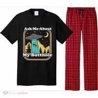 Ask Me About My Butthole Funny Alien Believer Retro 80s Gift Pajama Set thumb 0