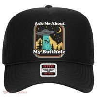Ask Me About My Butthole Funny Alien Believer Retro 80s Gift Hat thumb 0