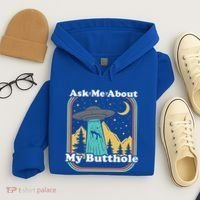 Ask Me About My Butthole Funny Alien Believer Retro 80s Gift Hoodie thumb 4