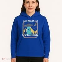Ask Me About My Butthole Funny Alien Believer Retro 80s Gift Hoodie thumb 5