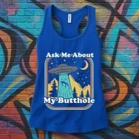 Ask Me About My Butthole Funny Alien Believer Retro 80s Gift Women's Tank Top thumb 3