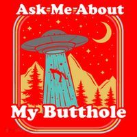 Ask Me About My Butthole Funny Alien Believer Retro 80s Gift Santa Hat thumb 1
