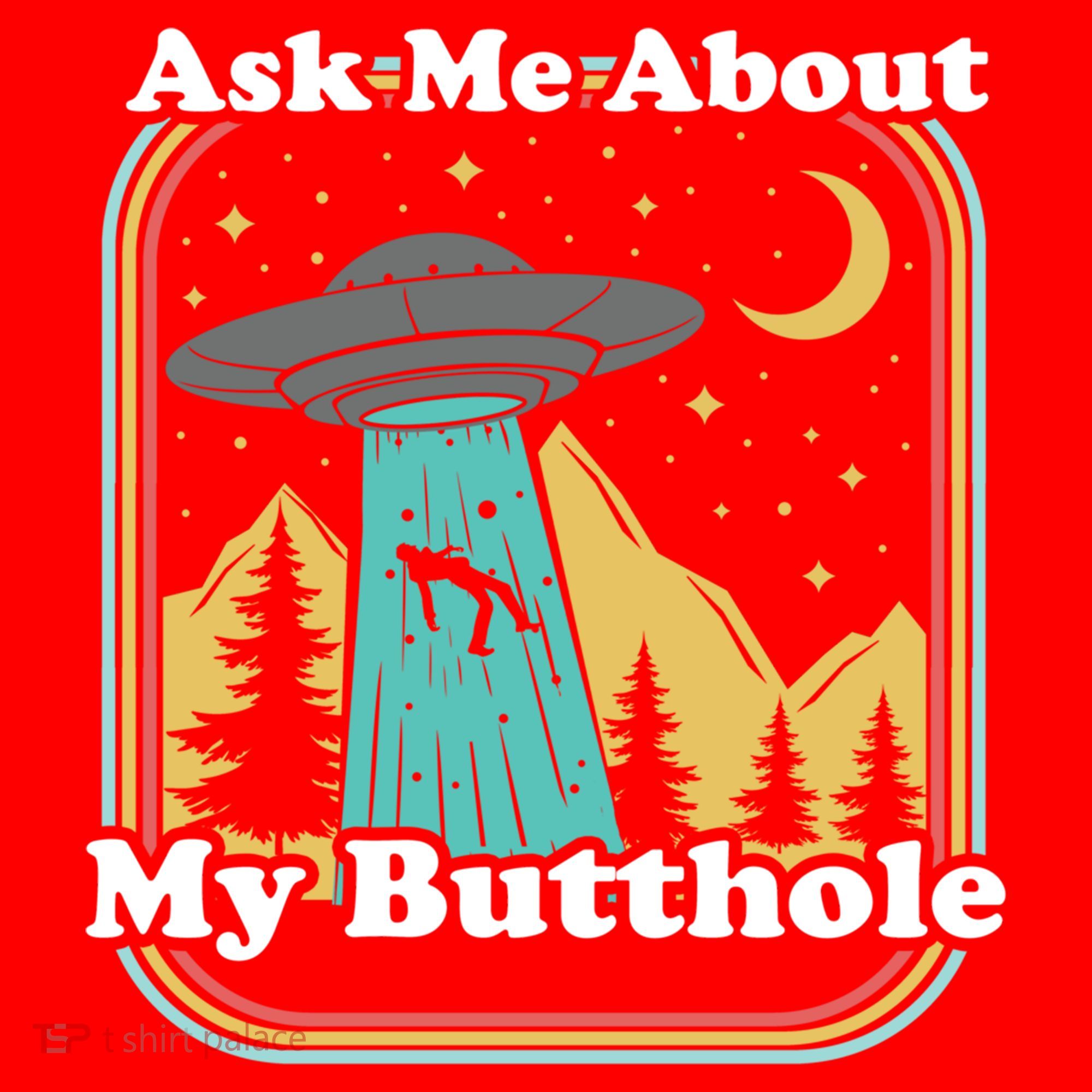Ask Me About My Butthole Funny Alien Believer Retro 80s Gift Santa Hat