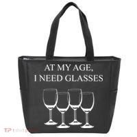 At My Age I Need Glasses Funny Wine Tote Bag thumb 0