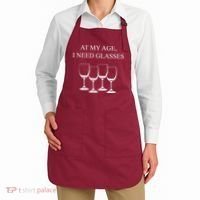 At My Age I Need Glasses Funny Wine Apron thumb 2