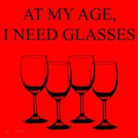 At My Age I Need Glasses Funny Wine Santa Hat thumb 1