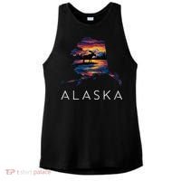 Alaskan Moose Animal Alaska Map Ladies PosiCharge Tri-Blend Wicking Tank thumb 0