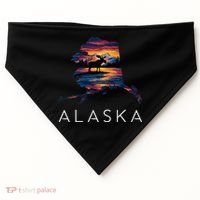 Alaskan Moose Animal Alaska Map USA-Made Doggie Bandana thumb 0