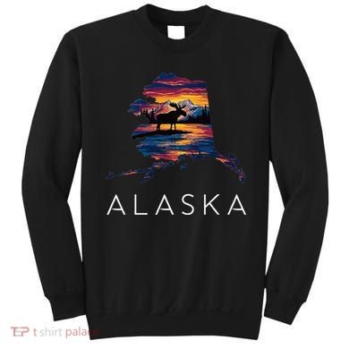 Alaskan Moose Animal Alaska Map Sweatshirt