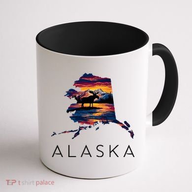 Alaskan Moose Animal Alaska Map Coffee Mug back