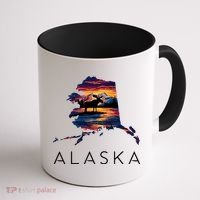 Alaskan Moose Animal Alaska Map Coffee Mug thumb 1