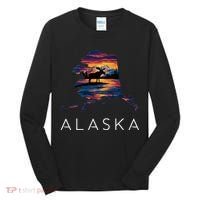Alaskan Moose Animal Alaska Map Tall Long Sleeve Shirt thumb 0