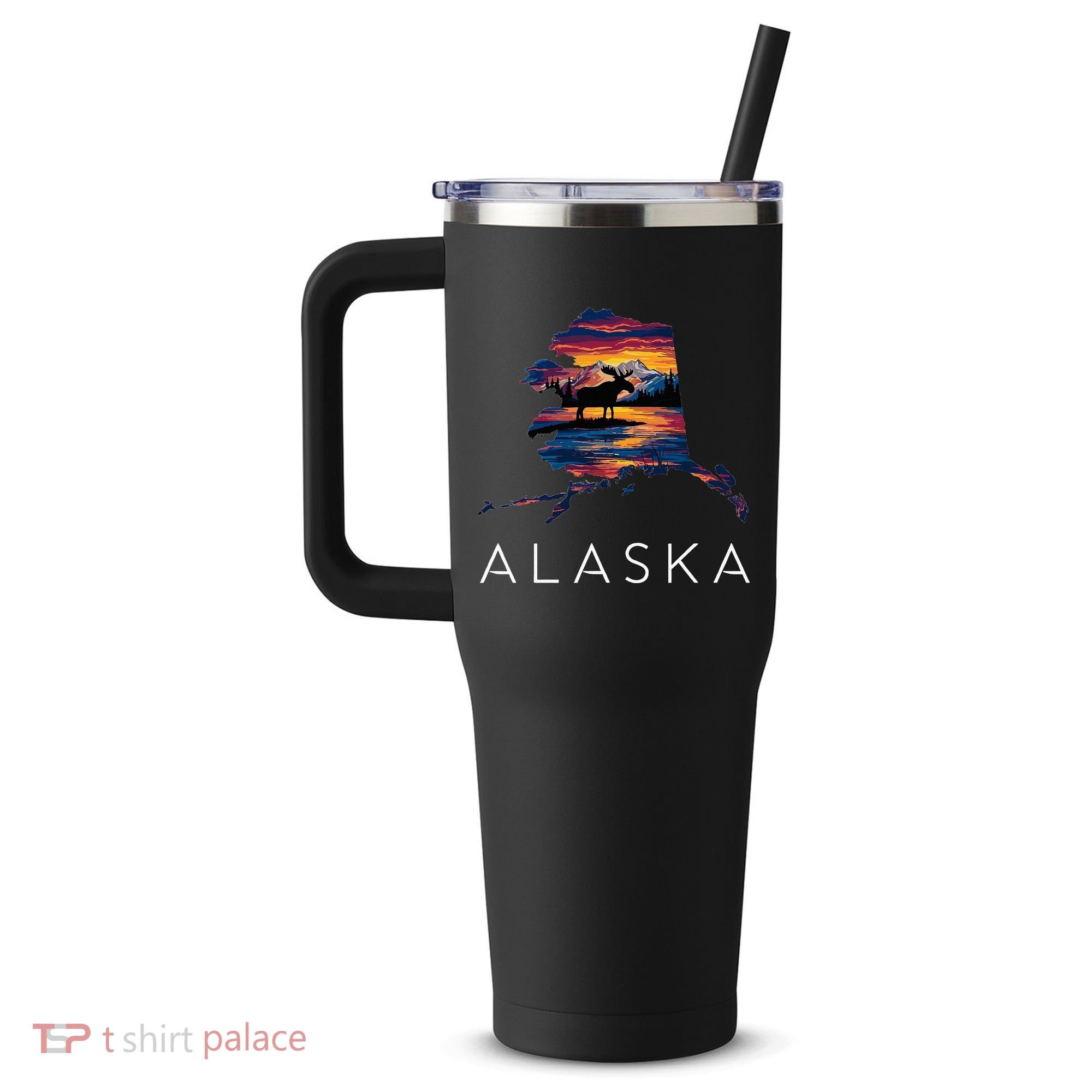 Alaskan Moose Animal Alaska Map 40oz Vacuum Insulated Stainless Steel Travel Tumbler